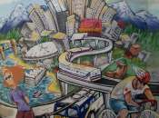 A grafitti mural under the Granville Bridge at the foot of Howe Street.