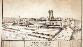 A proposed civic centre for Vancouver (part of the Bartholomew Plan, 1928).