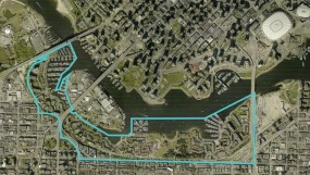 Aerial photo of the False Creek South planning area.